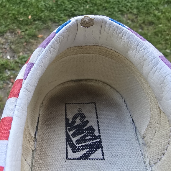 Vibrant Kid’s Vans Rainbow Checkerboard Slip-Ons – Playful + Iconic - Picture 6 of 7